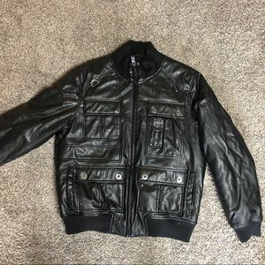 Sean John Faux Leather Bomber Jacket